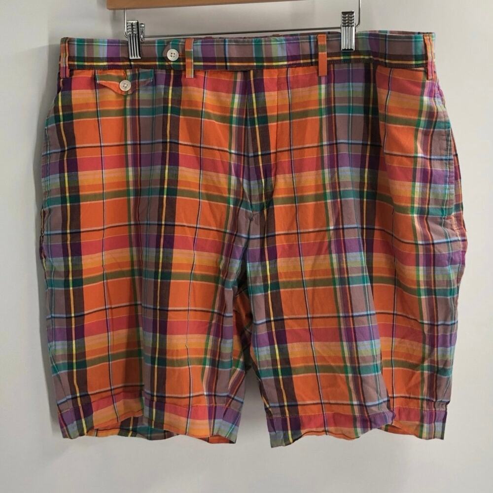 Vintage Polo Ralph Lauren Shorts Mens 40 Orange Purple Indian Madras Chino Golf